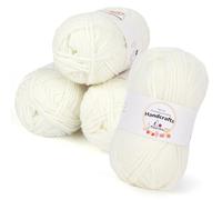 Aeelike 200 g (4 x 50 g) filato per uncinetto in cotone per lavorare a maglia, set amigurumi durevole, 100% poliacrilico, filato a 5 fili per uncinetto per calze, cappelli, sciarpe, maglioni, bambole,