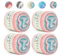 Aeelike Filato gradiente di colore, 400 g, in cotone, 245 m, super leggero, gradiente di colore, super morbido, multicolore, per la coperta del bambino, maglione, sciarpa, filato ombré verde, rosa