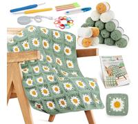 Aeelike Kit completo per realizzare coperte all'uncinetto, per principianti e adulti, kit per principianti e adulti, con istruzioni passo passo (lingua italiana non garantita), filato e accessori, kit