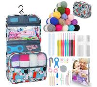 Aeelike Kit per uncinetto con borsa per i viaggi, facile da imparare a lavorare all'uncinetto, per principianti di tutte le età, 69 pezzi kit per uncinetto include istruzioni all'uncinetto, 21