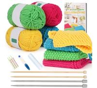 Aeelike Set di 4 stracci per principianti, con ferri da maglia da 5,0 mm, 5 pezzi, accessori pratici e belli, set per maglieria con istruzioni (lingua italiana non garantita), per principianti e