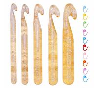 Aeelike Set di 5 uncinetti in linea di grandi dimensioni, 12-25 mm di spessore, con marcatore a maglia, in plastica Jumbo con testa a gancio per tappeti, sciarpe, grandi progetti all'uncinetto