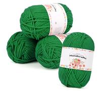 Aeelike Set di lana poliacrilico Amigurumi da 200 g (4 x 50 g), 5 gomitoli di lana all'uncinetto, lunga durata, filato colorato all'uncinetto Cotton Yarn, verde Natale