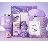 Aeenr Regali di compleanno per le donne Regali per la cura di sé Get Well Soon, Happy Birthday Spa Gift Cesti con coperta di flanella 1,18 once Pacchetto di cura del bicchiere per mamma, moglie
