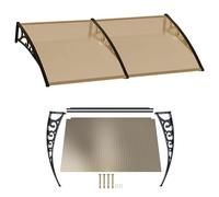 AEFFE Pensilina Tettoia Modulabile Trasparente o Fumè, Per Porta da Esterno, Policarbonato Alveolare, Anti Grandine e Intemperie Resiste ai Raggi UV, Copertura per Porta (Fumè, 240 x 80 cm)