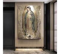 AEFOUU Arte cattolica Madonna di Guadalupe, dipinto su tela, quadro religioso retrò, poster della Vergine di Guadalupe, arredamento per la casa 20x35cm