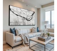 AEFOUU Decorazione da parete per la casa con cornice nera e grigia per ufficio grande tela astratta arte da parete cucina camera da letto quadri (50x100cm/20x39in)