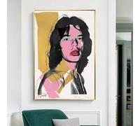AEFOUU Dipinto su tela retrò di Andy Warhol raffigurante Mick Jagger poster e stampe d'epoca per la decorazione del soggiorno e della casa (60x80cm/senza cornice)