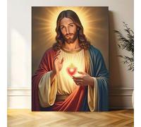 AEFOUU Sacro Cuore di Gesù, Lo Splendore Divino di Gesù - Poster e stampe su tela, quadri da parete per la decorazione della casa (20x35cm/8x14 pollici/senza cornice)