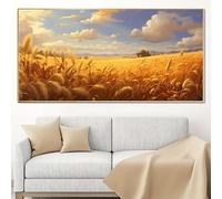 AEFOUU Stampa artistica su tela con cornice - Quadri su tela Campi di grano dorati rurali Dipinti Stampe artistiche da parete Opera d'arte per soggiorno 50x102cm(20x40 pollici)