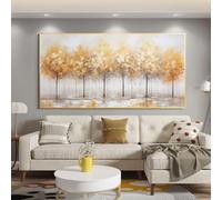 AEFOUU Tableaux muraux pour salon : Peinture abstraite de forêt, impressions sur toile encadrées, décorations murales pour la maison 70x144cm(28x57in)