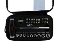 AEG Giravite per inserti 005069 - Chiave a T con bussole e punte in acciaio cromo, valigetta