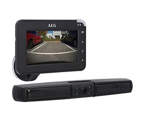 AEG Automotive - Telecamera di retromarcia a energia solare per camper 4.3 wireless digitale con trasmettitore radio LCD doppio schermo LCD impermeabile visione notturna