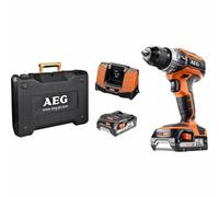 AEG BSB18C2 LI-202C Trapano Avvitatore Compatto, 2 Batterie da 2.0Ah, Impugnatura Ergonomica, Lungo 191mm, 50 Nm (2.0 Ah) / 60 Nm (4.0 Ah) di Coppia Massima, 2 Velocità: 0-450 / 0-1800 rpm