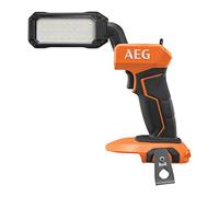AEG BSL18-0 Torcia Compatta 18V da 800 Lumens, con Gancio Estraibile e Testa Inclinabile, con Impugnatura Comfortevole in Gomma
