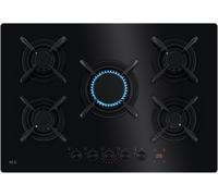 Aeg Piano Cottura 5 Fuochi a Gas Larghezza 74 cm in Vetro colore Nero - HKB75453NB Serie 8000 Flamelight
