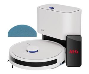 AEG Robot Vacuum Cleaner with Wiping Function/WiFi/LiDAR Navigation/Automatic Emptying Station/Suction Power 4000 Pa/Battery 14.4 V/up to 140 min Runtime/Water Tank 0.28 l/White/AR71UW2SW