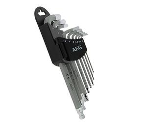 AEG Set di 9 Chiavi esagonali con Supporto: 1,5-2 - 2,5-3 - 4-5 - 6-8 - 10 mm