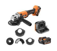 AEG - Smerigliatrice 125 mm senza fili 18 Volt, 9200 giri/min con 2 batterie Pro litio 4,0 Ah, caricatore e borsa - BEWS18-125X2-402B