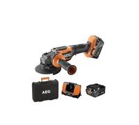 AEG Smerigliatrice Angolare Brushless 18V Professionale con 2 Batterie 5.0Ah e Valigetta, Disco 125 mm, 9000 giri/min, Freno Disco, Anti-Contraccolpo, BEWS18-125BLPX2-502C