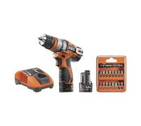 AEG - Trapano avvitatore da 12 Volt con mandrino rimovibile, 32 Nm, fornito con 2 batterie da 2 Ah, caricabatterie, borsa per il trasporto e una confezione da 17 accessori di avvitamento -