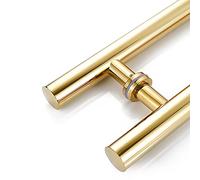 AEGCAOJH Maniglie per Porte Moderne a Doppia Faccia con Barra di Spinta Maniglie per cancelli Rotondi per Porte Interne ed Esterne Vetro Spazzolato con Viti di Fissaggio Oro (60 cm)