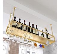 AEGCAOJH Portabottiglie da soffitto per Vino, portabicchieri da Vino sospesi, Porta calici, Porta Bicchieri, portabottiglie in Metallo, portabottiglie, portabicchieri, Oro (Dimensioni: 120x