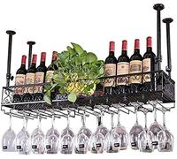 AEGCAOJH Portabottiglie di Vino da Appendere al soffitto, ripiano in Metallo sotto Il mobiletto, calici da Vino, Champagne, calici, portabottiglie in Vetro, per Cucina, Bar, Pub, decorazion