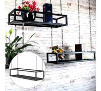 AEGCAOJH Scaffale a soffitto, Scaffale di stoccaggio in Ferro Metallico per Parete, Portabottiglie Industriale sospeso Porta pentole Scaffalature per Piante Scaffali per Libri, Espositore p