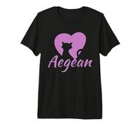 Aegean Cat Cute Silhouette Cuore Love Cats Maglietta Premium