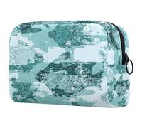 Aegean - Trousse per cosmetici, da donna, grande, con cerniera, motivo "Shoal of Fish", Multi, 18.5x7.5x13cm/7.3x3x5.1in, Beauty case