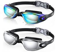 Aegend Occhialini da nuoto, 2 pezzi, protezione UV, regolabili, anti appannamento, senza perdite, per adulti, uomini e donne, giovani, color acqua e argento brillante