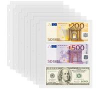 Aegero Confezione da 50 custodie per banconote a 3 tasche (19,3 x 9,1 cm), per raccoglitori a 3 anelli, buste per raccolta valuta, pagine di ricarica per album per raccogliere banconote, banconote e