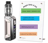 Aegis Solo 3 Kit 100 W S100 Kit with Z Subohm 2021 Tank 5.5ml, Woking Modes- Smart/Memory/Eco-Smart Lock - IP68 Rating no nicotine