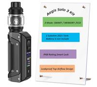 Aegis Solo 3 Kit 100 W S100 Kit with Z Subohm 2021 Tank 5.5ml, Woking Modes- Smart/Memory/Eco-Smart Lock - IP68 Rating no nicotine