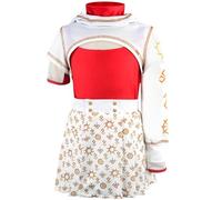 Aegisdorn Costume da cheerleader per bambine, con top giacca e gonna, 3-12 anni (bianco, 4-5 anni)