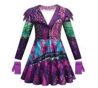 Aegisdorn Costume da principessa, per ragazze, per la Giornata mondiale del libro, per bambine, colore blu, rosso, viola, per giochi di ruolo, feste in maschera (viola, 120)