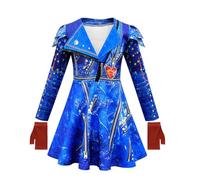 Aegisdorn Costume da principessa, per ragazze, per la Giornata mondiale del libro, per bambine, colore blu, rosso, viola, per giochi di ruolo, feste in maschera (blu, 120)