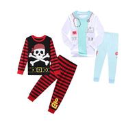 Aegisdorn Pigiama da dottore da pirata da pompiere, 4 pezzi, a maniche lunghe, in cotone, 1-8 anni, Medico & Pirata, 6-7 Years