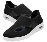 AEHO Scarpa Uomo per Fascite Plantare Scarpe con Strappo Estive Ortopediche Sanitarie Diabetici Pantofole Anziani Donna Piedi Gonfi,Nero,42 EU