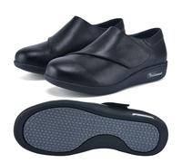 AEHO Scarpe per Diabetici da Uomo Mocassini Eleganti Uomo Tomaia in Pelle e Suola Ammortizzata per Ufficio e Abbigliamento Formale per Piedi Gonfi Artrite Edema Gonfio,Nero,43 EU