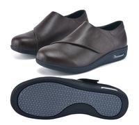 AEHO Scarpe per Diabetici da Uomo Mocassini Eleganti Uomo Tomaia in Pelle e Suola Ammortizzata per Ufficio e Abbigliamento Formale per Piedi Gonfi Artrite Edema Gonfio,Marrone,43.5 EU