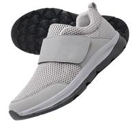 AEHO Scarpe Slip-on Fashion da Donna Scarpe per Diabetici vestibilità Extra Larga Scarpe in Pelle Casual Scarpe da Passeggio Scarpe Pianta Larga per Piedi Gonfi Artrite Edema Gonfio,Grigio,41/255mm