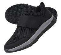 AEHO Scarpe Slip-on Fashion da Donna Scarpe per Diabetici vestibilità Extra Larga Scarpe in Pelle Casual Scarpe da Passeggio Scarpe Pianta Larga per Piedi Gonfi Artrite Edema Gonfio,Nero,46/280mm