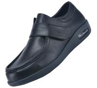 AEHO ScarpeUomo Diabetici Pianta Larga Ortopediche Mocassini in Pelle Extra Larghi Casual con Strappo per Piedi Gonfi da Lavoro, Nero, 43 EU