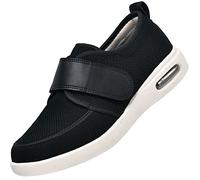 AEHO Uomo Scarpa Ortopedica Scarpe Diabetiche per Gonfie Larghezza E Piedi Diabetici Chiusura A Strap Senza Pressione, Leggera Calzatura Sanitaria Stretch 10,Nero,46 EU