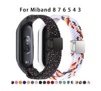 AEHON Cingcio intrecciato per Xiaomi Mi Band 8 Elastic Nylon Solo Loop Watch Bracciale con fibbia magnetica a fascia magnetica per miband 8 NFC Watchbands(Black rainbow,For Miband 8)