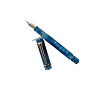 AEHON Penna stilografica in acrilico liscio, con pennino EF/F, in 24 colori, con bellissimo motivo marmorizzato e ambra, ideale come regalo per ufficio e lavoro (blu oceano, F (0,5 mm)