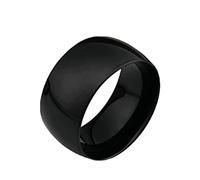 Aeici Anelli Uomo, Anello Bombato A Fascia Larga Lucidato Nero, Anello Acciaio Chirurgico Donna Anello Misura 20