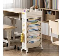 AEIOFAT Libreria da Terra Mobile con Ruote, scaffale per Libri e Testi, Pratico per Aula e Studio, Design Moderno e Versatile